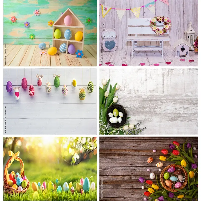 

SHUOZHIKE Easter Eggs Photography Backdrops Photo Studio Props Spring Flowers Child Baby Portrait Photo Backdrops 21126 FHJ-04