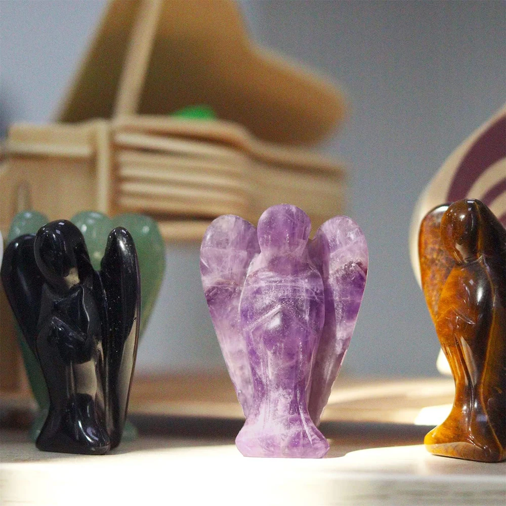 Celestial Harmony: Polished Hand-Carved Angel Crystal Statue