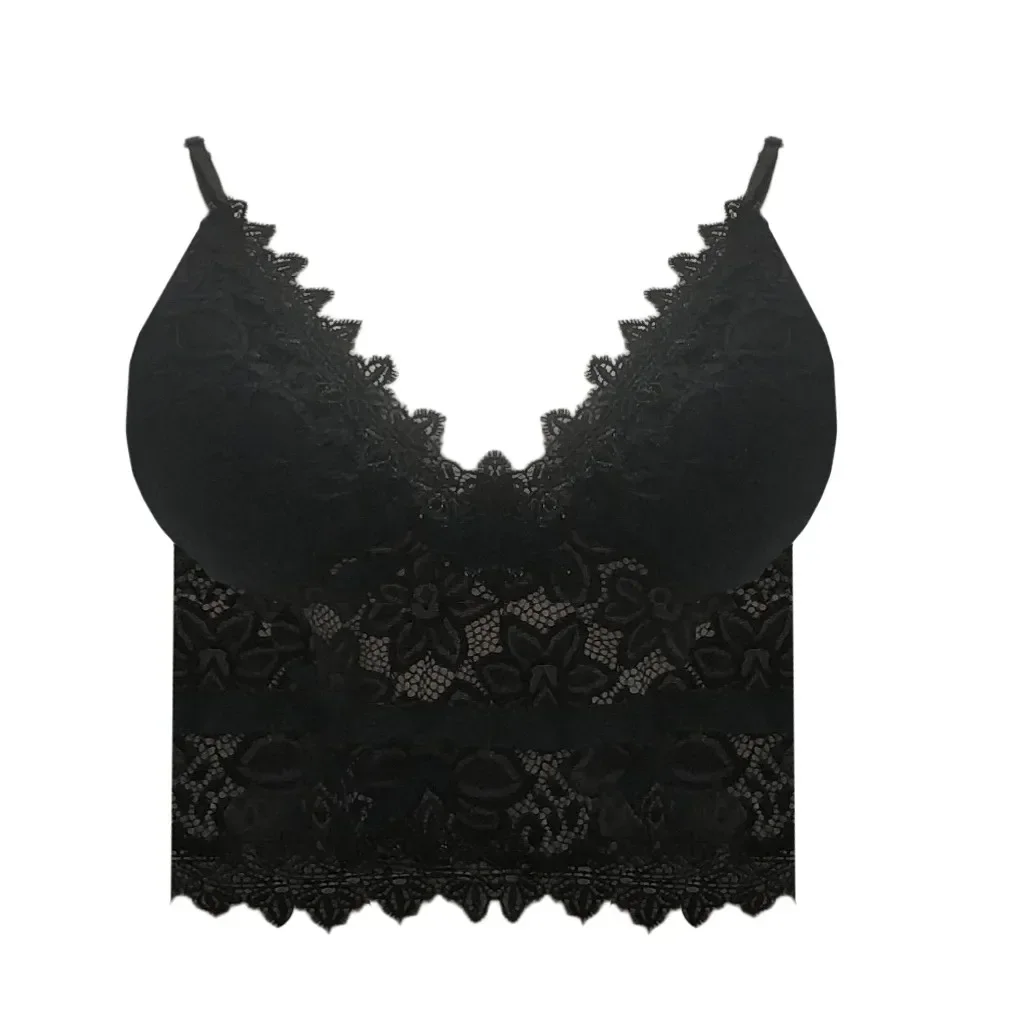 Blumen Bra lette Spitze BHs Push-up für Frauen sexy Dessous Korsett Camis Weste Unterwäsche Draht frei schiere Sommer Crop Top Dessous – Detail 12