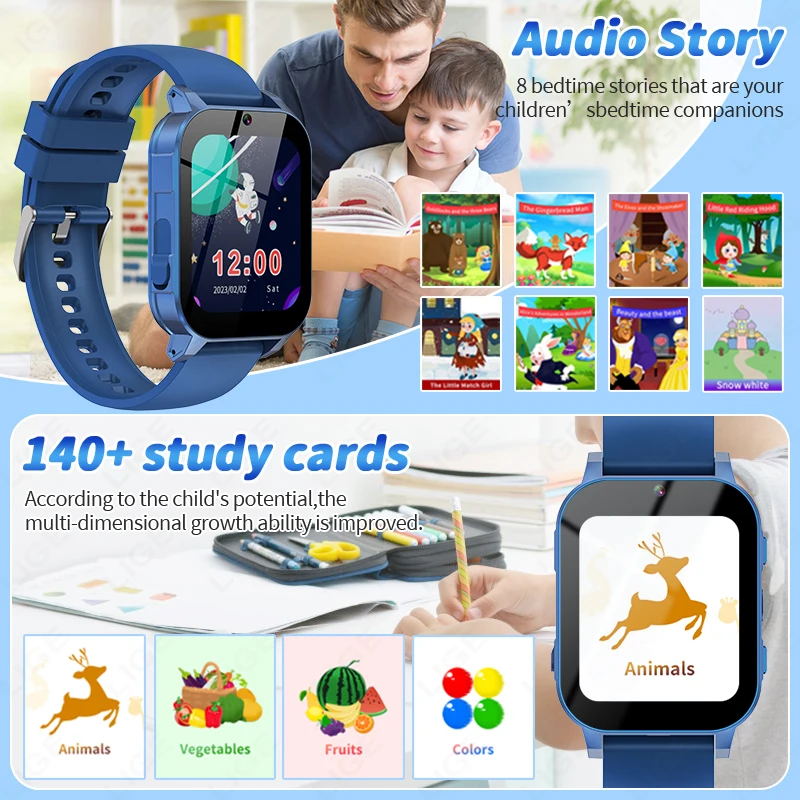 Smart Watch for Kids Puzzle Games HD Touch Screen Camera Music Player Pedometer Alarm Clock Calculator Flashlight Kids Watches 4