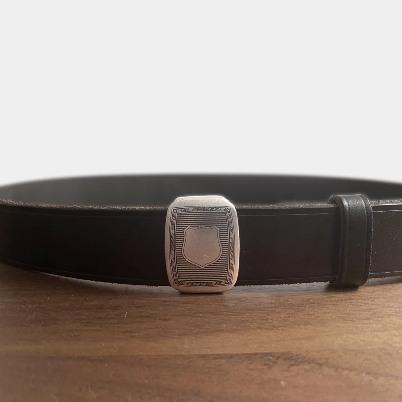 American Sle Genuine Leather Belt with ield Bule 3.5cm Wide