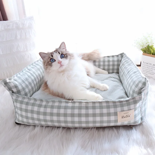 S2eeb5cecf3f34cd38a744e5b09fd73fab.jpg Bed For Dog Cats Puppy House Kennel For Indoor Dogs Small Medium Cat Pet Sofa Sleeping Bed Furniture Pet Supplies Accessories