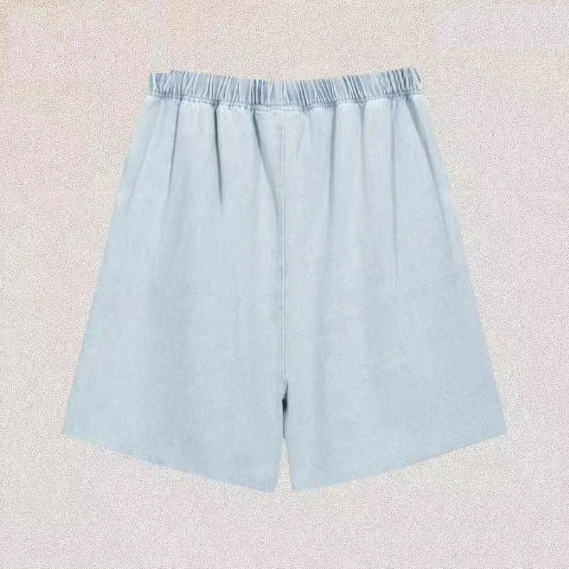 Oversized Denim Shorts Men Woman Summer Elasticity Drawstring Casual Shorts Breeches