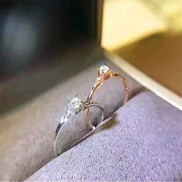 Milan Girls Crystal Zircon Ring Women Promise To Engage Simple Fashion Jewelry with 4MM Cubic Zirconia