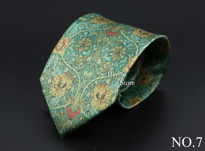 Vintage Digital Printed Men Ties Floral Elk Forest Pattern Soft 8cm Retro Necktie For Casual Party Suit Shirt Cravat Accessory