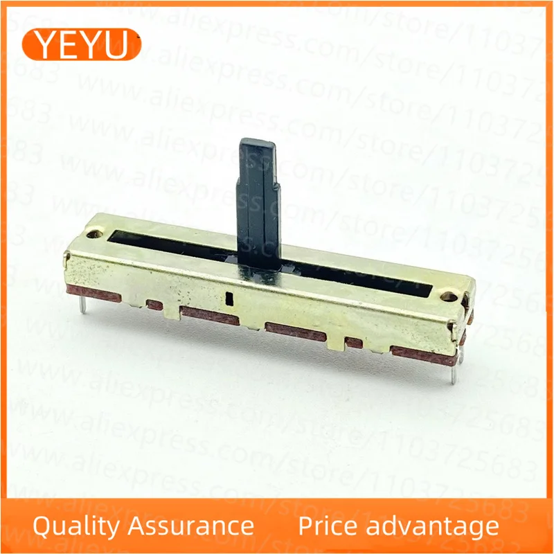 45mm B20K 4-pin Single Straight Slide Potentiometer 2PCS Power Amplifier Audio Mixer Fader Tone Volume Control
