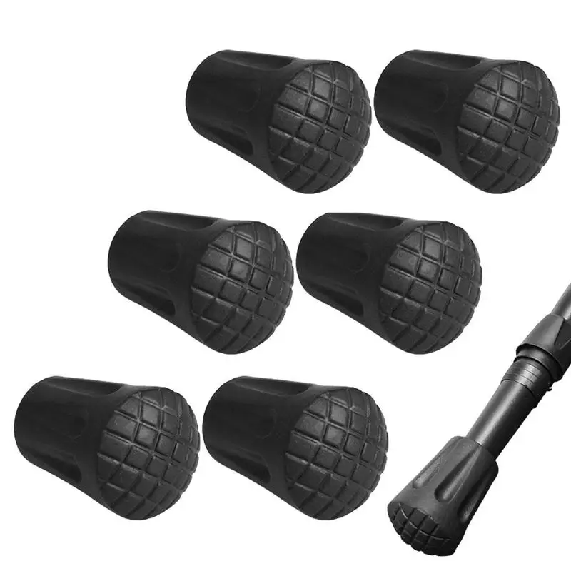Hiking Pole Replacement Tips Walking Stick Tips Rubber 6pcs Nonslip