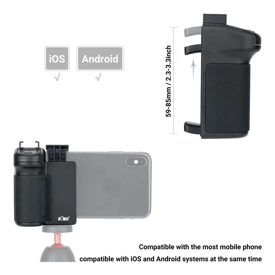 ワイヤレスリモートフォングリップ、シャッター付きカメラハンド