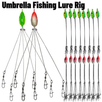 5 Arms Fishing Gear Group Lure Umbrella Rig Fishing Lure Snap Swivel Fishing Bait for Bass Trout Salmon Frashwater Saltwater 1