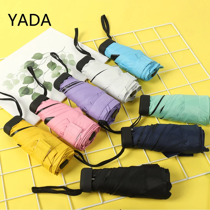 

YADA Creative Mini Pocket Parapluie Portable Rain And Sun 5 Folding Flat Handle Umbrellas Parasol For Women UV Umbrella YS220024