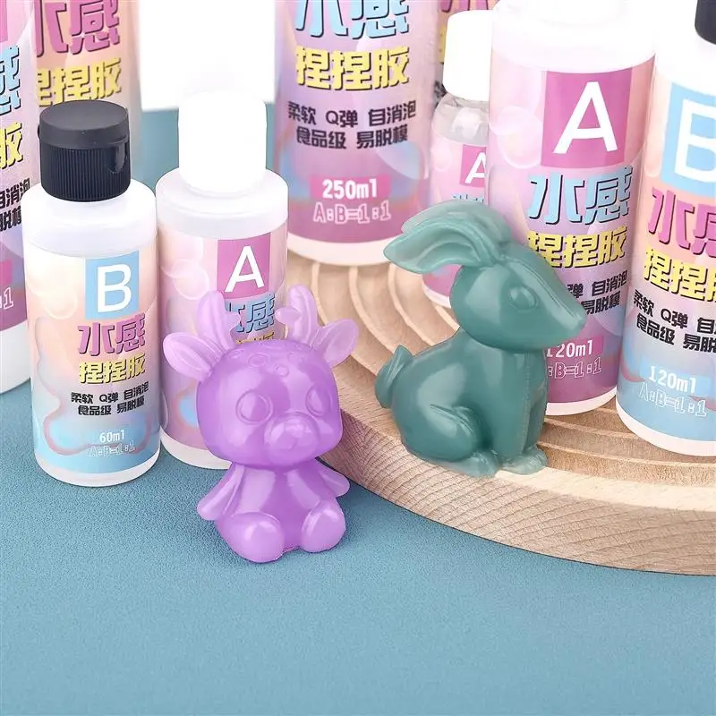 1:1 AB Epoxy Resin Glue Squishy Gel Water-Feeling Soft Liquid Silicone Making Decompression Toys Gift Squeezing