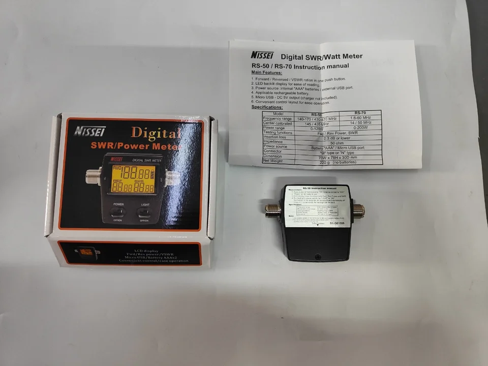 Nissei DG503 Digital SWR & Watt Meter HF 1.6-60MHz VHF UHF 125-525MHz LCD 3.5" 1-200W For Mobile Base Station Radio Tester