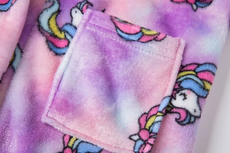 Kids Hooded Flannel Bathrobe Baby Bath Unicorn printed Robes Boy Girls Cute Cartoon Soft Warm Pajamas Long Sleeve Towel Robe flannel pajamas child bathrobe kids robe baby hooded towel