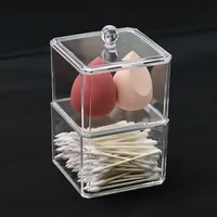 Acrylic Storage Box Bathroom Jar Makeup Organizer Cotton Round Pad Holder Cotton Swab Box Holder Dispenser 1