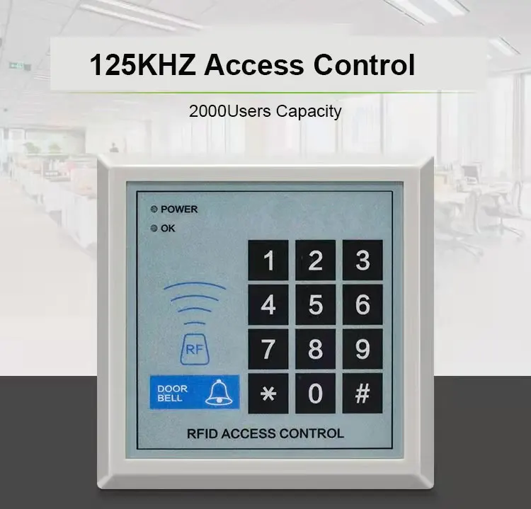 door access keypad 2000Users Simple RFID Access Control EM ID  Card 125KHZ WG Standalone Access Keypad and Proximity Code Access Reader automatic door lock system for home