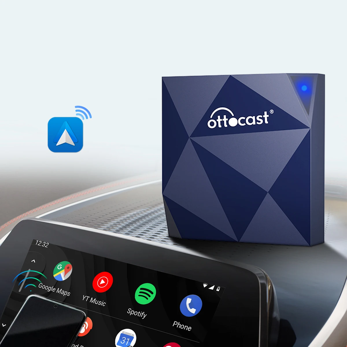 Ottocast A2Air Dongle Automatico Android Wireless Per Auto Android Cablata In Fabbrica Originale