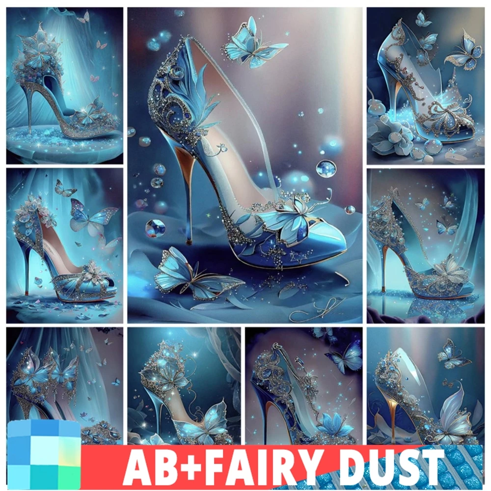Ab Fairy Dust New 2024 Fantasy Princess Shoes Diamond Painting 5D Diamond Mosaic Diy Full Drill Cross Stitch Kit Home Decor Gift