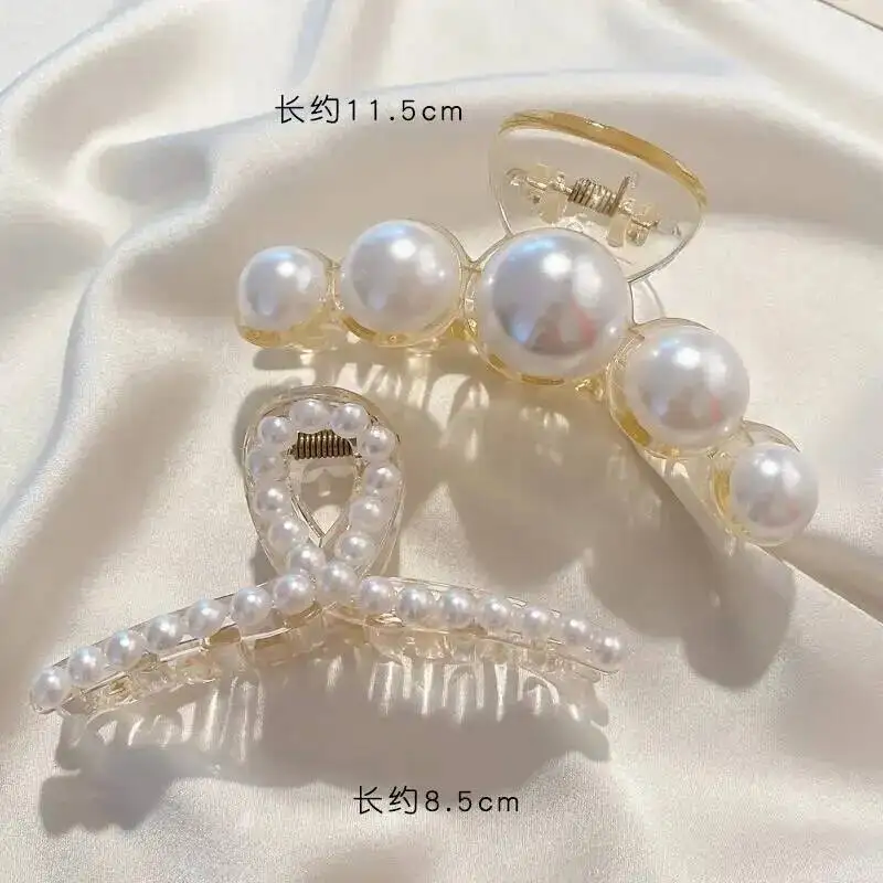 2020 perle Acryl Haar Klaue Elegante Transparente Haar Krabben Clips Für Frauen Einfache Hohl Geometrische Bad Clamp Haar Zubehör – Detail 5