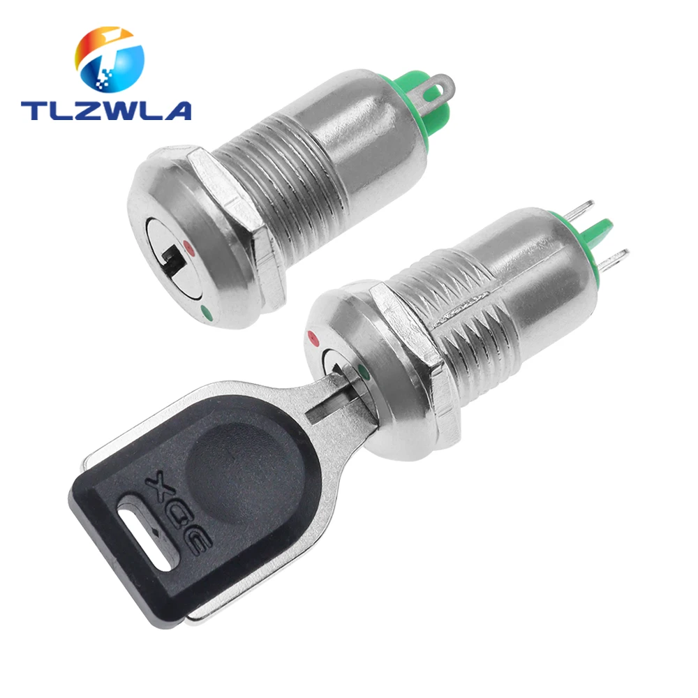1PCS 12mm Zinc Alloy Electronic Key Switch with 2 Keys ON OFF Phone Lock Security Power Button Tubular Terminals 2 Position 1A