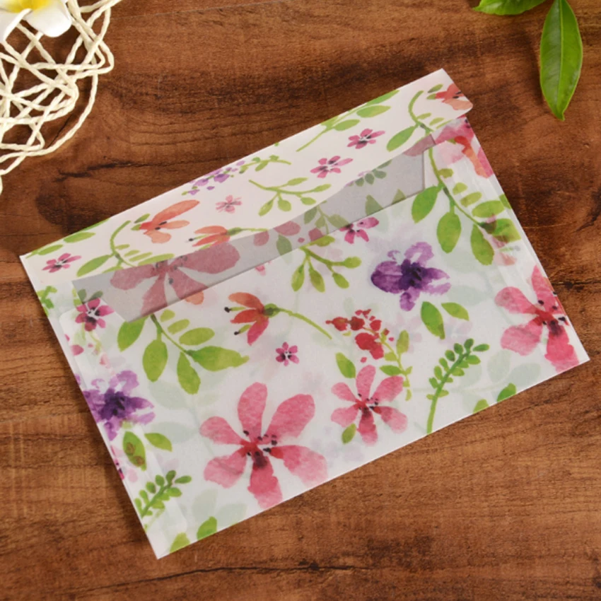 Lovely Sulfuric Acid Paper Translucent Envelope Color Printing Envelope Small Fresh Envelope 10pcs/lot 12.5*17.5 Kraft Paper Envelopes Mailing Envelopes