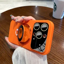 Enhanced Magnetic Flip Bracket with Large View Lens Protection and Hard Shell Cover for 17Air (Orange)