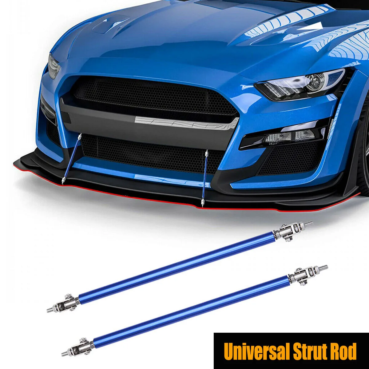 2pcs Universal Front Bumper Lip Splitter Spoiler Strut Rod Tie Support Bar For Ford Mustang
