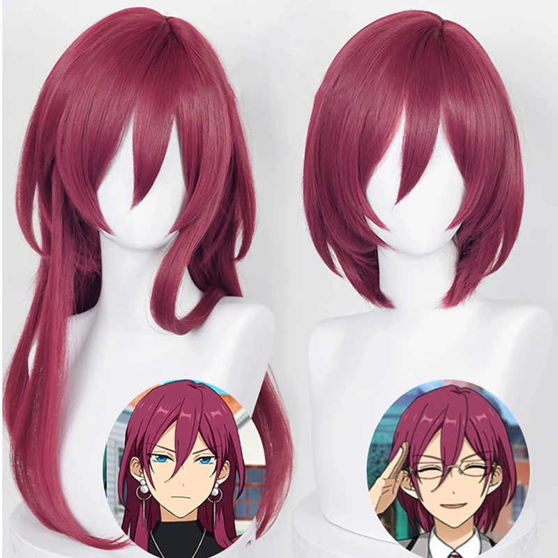 

Game ES Ensemble Stars SAEGUSA IBARA Deep Rose Long Or Short Cosplay Wigs Heat Resistant Synthetic Hair Anime Wig + Wig Cap