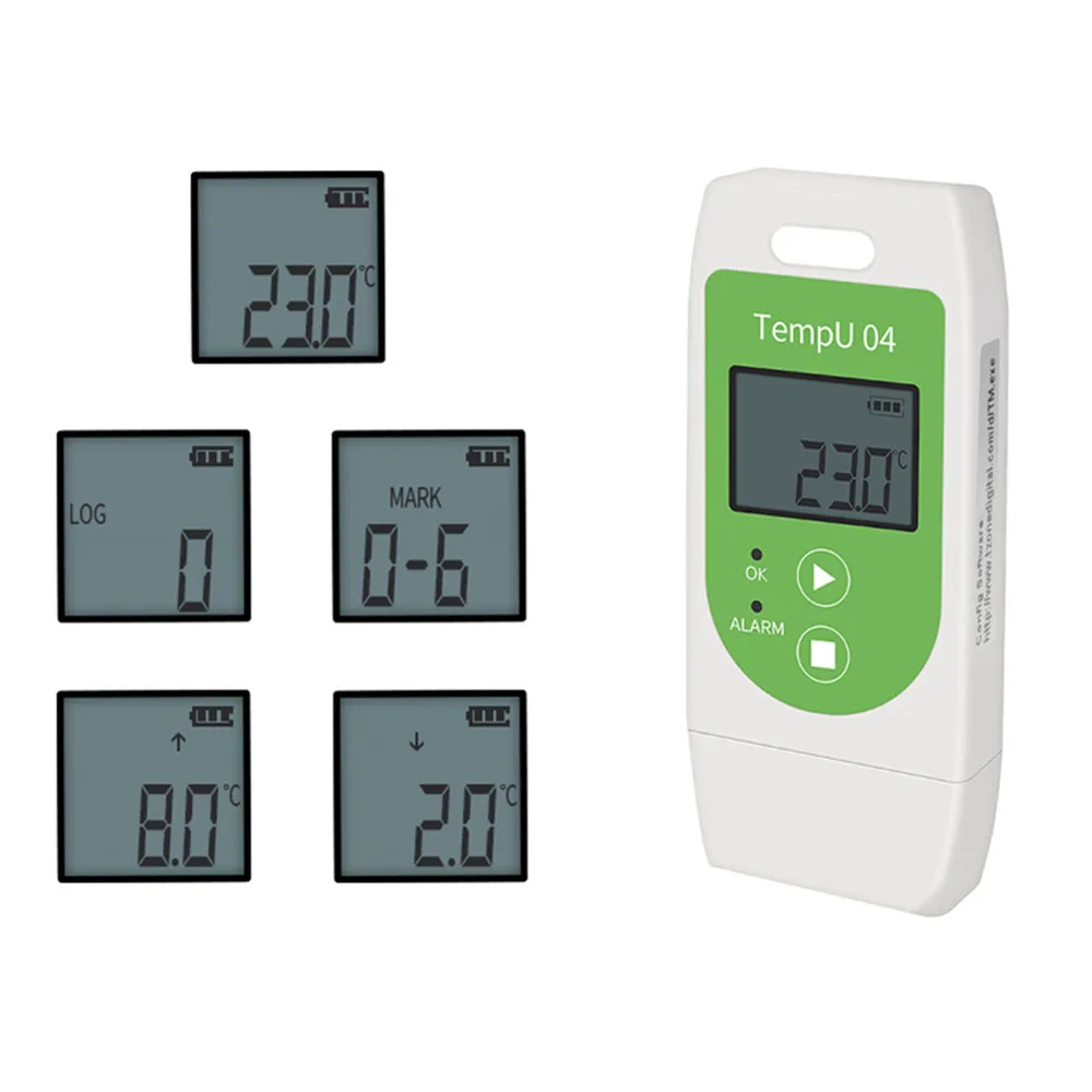USB-Temperatur-Datenlogger-Thermometer, automatischer Export zu CVS und PDF, 32.000 Punkte Kapazität, Datenrekorder für den Kaltkettentransport im Labor