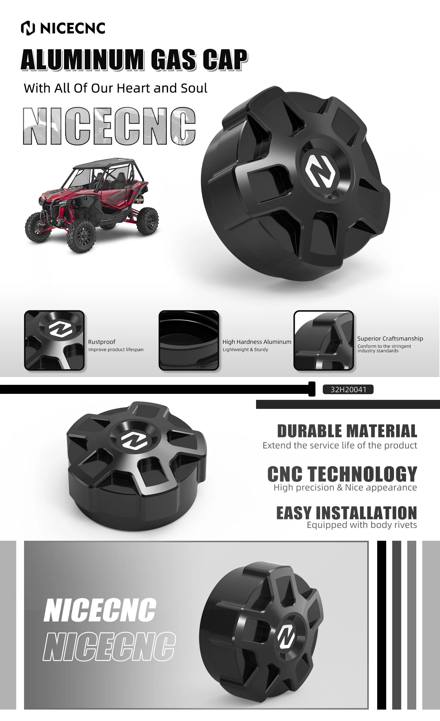 NICECNC Aluminium-Tankdeckel für Honda Talon 1000X SXS10S2R 1000R SXS10S2X 2019-2022 2024, auslaufsicheres Leistungszubehör – Detail 2