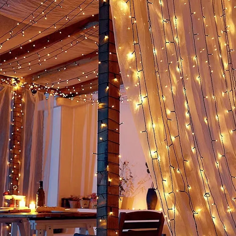 Solar-Powered LED Starry String Lights - 8-Mode Outdoor Waterproof Decorative Lighting