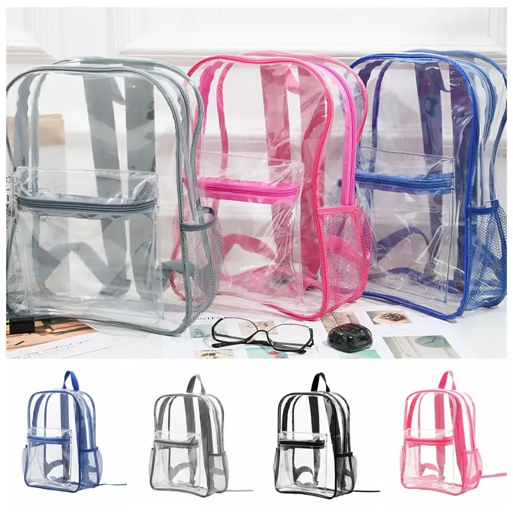 

Visible Transparent Backpack Large Capacity Waterproof Pvc Backpack School Bag Soft Handle Transparent School Bag Travel