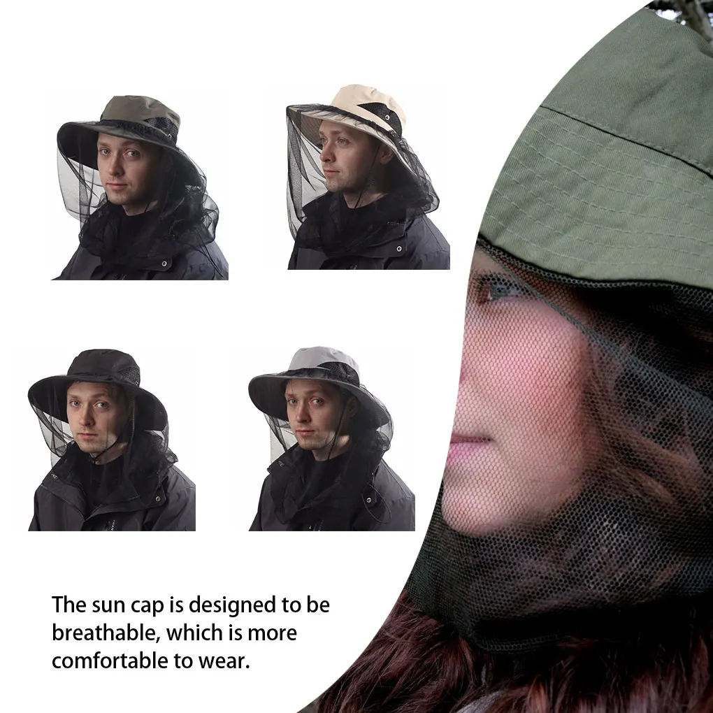 Mosquito Head Face Protector Net Hat Insect Bugs Bee Proof Mesh Hat Beekeeping Summer Outdoor Fishing Sun Cap Face Protector
