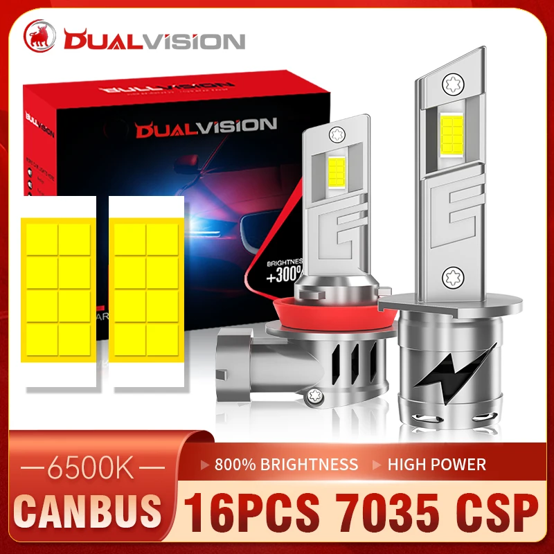 BULLVISION LED Headlights H13 9008 H3 CANBUS H7 H4 H1 H11 H8 HB3 9005 HB4 9006 H9 6500K 8035 CSP Fog Lamp