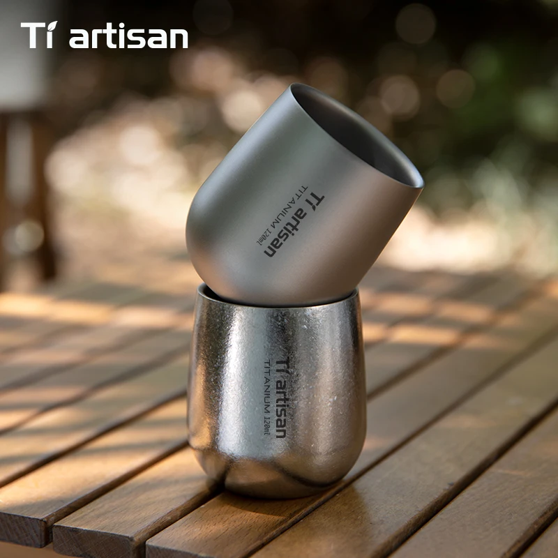 Tiartisan Pure Titanium Double-Layer Anti-Scald Cup - 120ml Portable Outdoor Drinkware