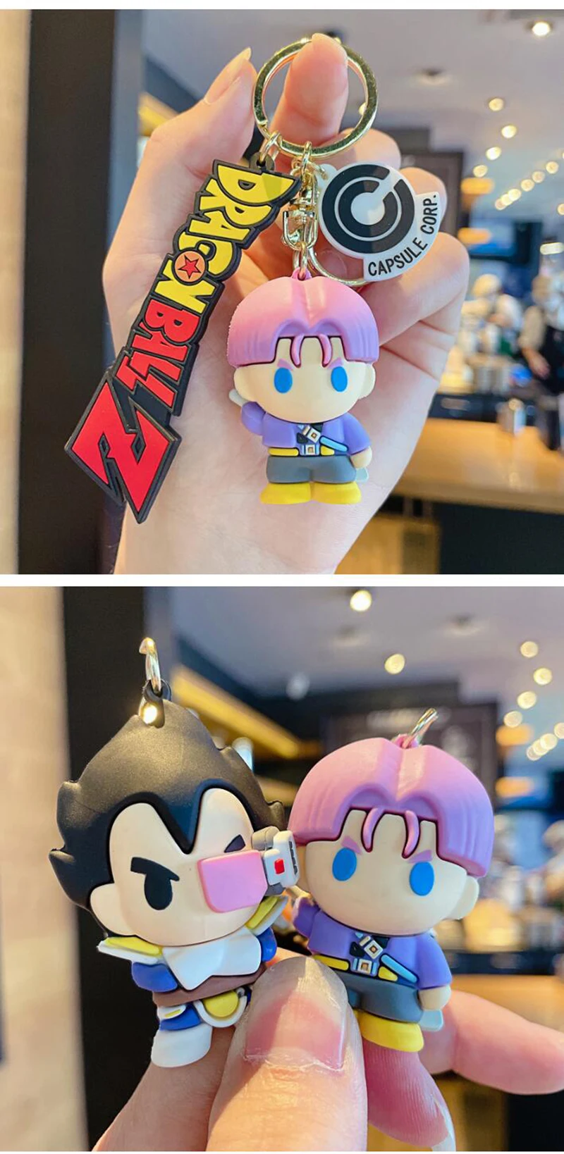 Anime Dragon Ball Figure Keychain Creative Cute Goku PVC Doll Toys Car Keychain Pendant Cute Bag Ornament Accessories