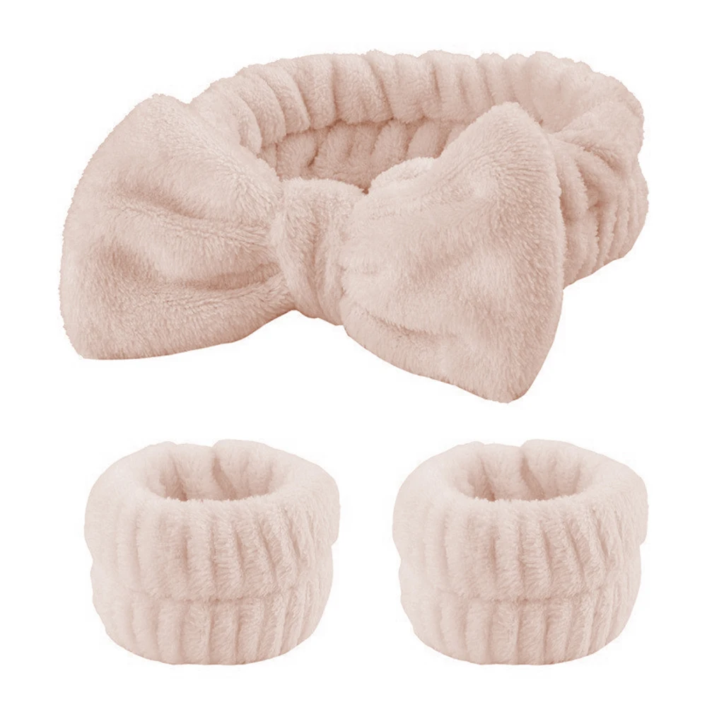 3PCS Haarband und Armband Set Spa Waschen Bogen Stirnband Make-Up Lash Verlängerung Liefert Wiederverwendbare Spa Handgelenk Waschband Weiche stirnband – Detail 7