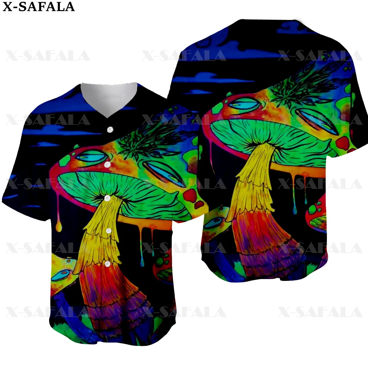 

Mushroom Hippie Psychedelic Colorful Trippy 3D Printed Baseball Jersey Summer Shirt Men's Tops Tee Oversized Streetwear-3