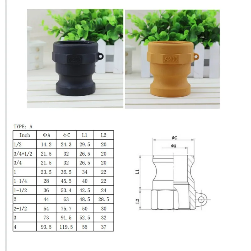 DN15 に DN50 PP カムロックカップリングプラスチック継手