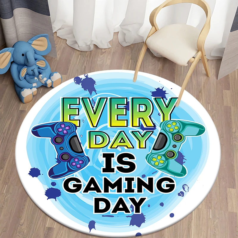 

Game Controller Kawaii Printed Round Carpet Children's Living Room Mat Floor Mat Yoga Bedroom Chair Non Slip Mat New Year Gift