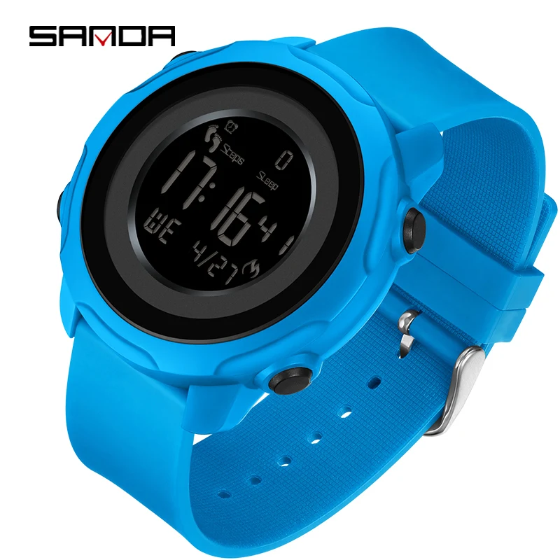 SANDA New Step Calories Fashion Alarm Clock Men's Watch Men's Waterproof Shockproof Sleep Monitoring Smart Wristwatch 6121