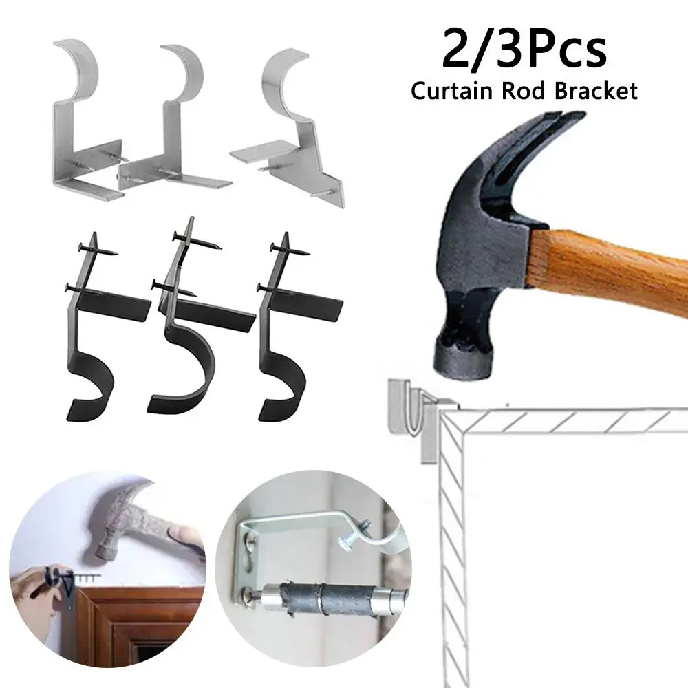 New 2pcs Curtain Rod Bracket Kwik Hang Curtain Rod Holders Tap
