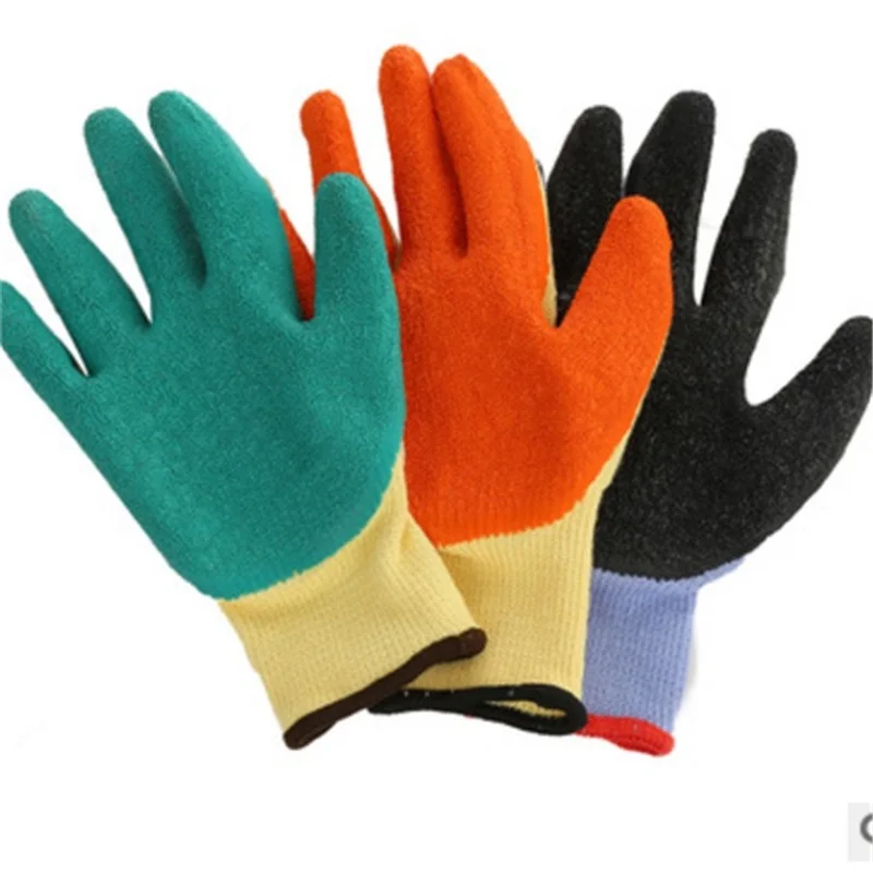 12 Pairs Work Gloves Rubber Latex Coated Anti-slipWorking for Construction  Gardening Gloves Orange Safety Glove - AliExpress
