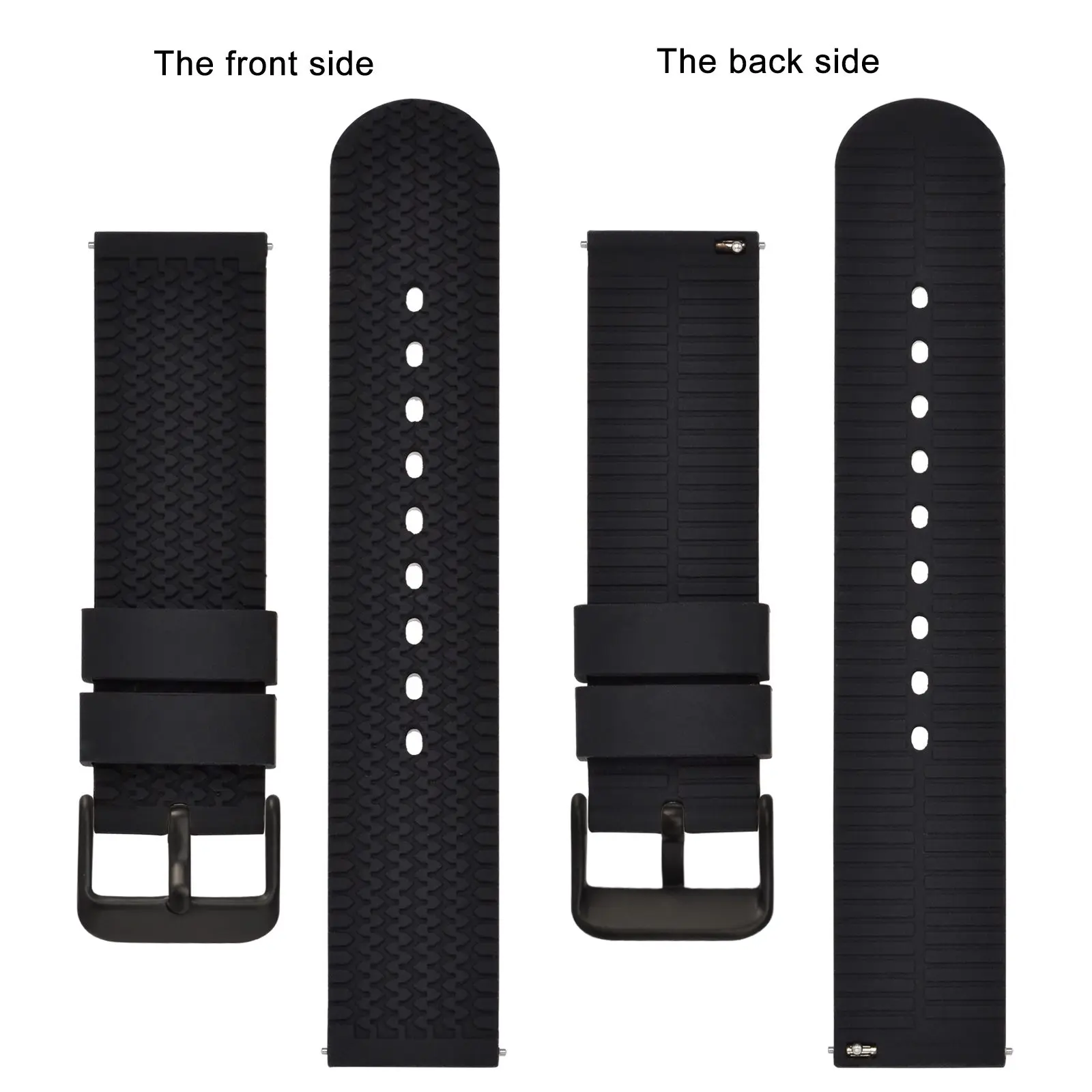 BISONSTRAP Silicone  Watch Strap Men Women Watch Strap18mm 20mm 22mm 24mm Black buckle  soft watch band