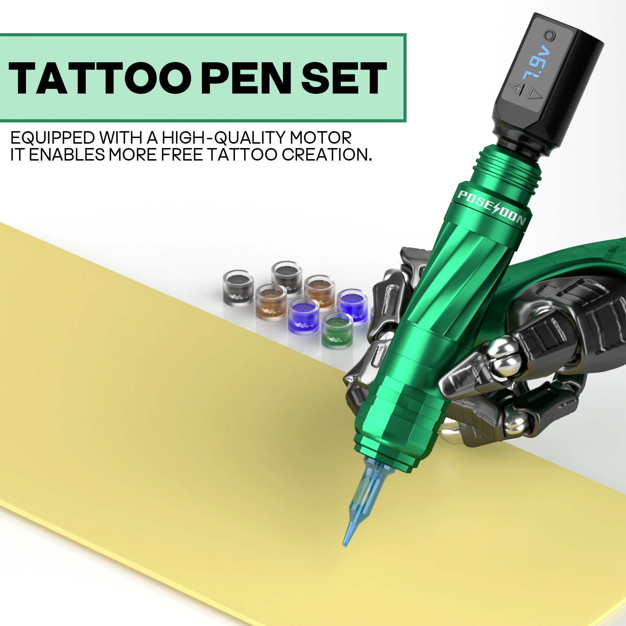 Christmas Tattoo Kit POSEIDON Tattoo Pen Kit Permanent Makeup Machine Wireless Gun