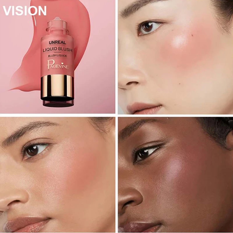 PAGE VINE Liquid Blush Eyeshadow Contour Hydrating Brightening Women's Face Rouge Water Cream Plumper Blusher Makeup Cosmetics 3