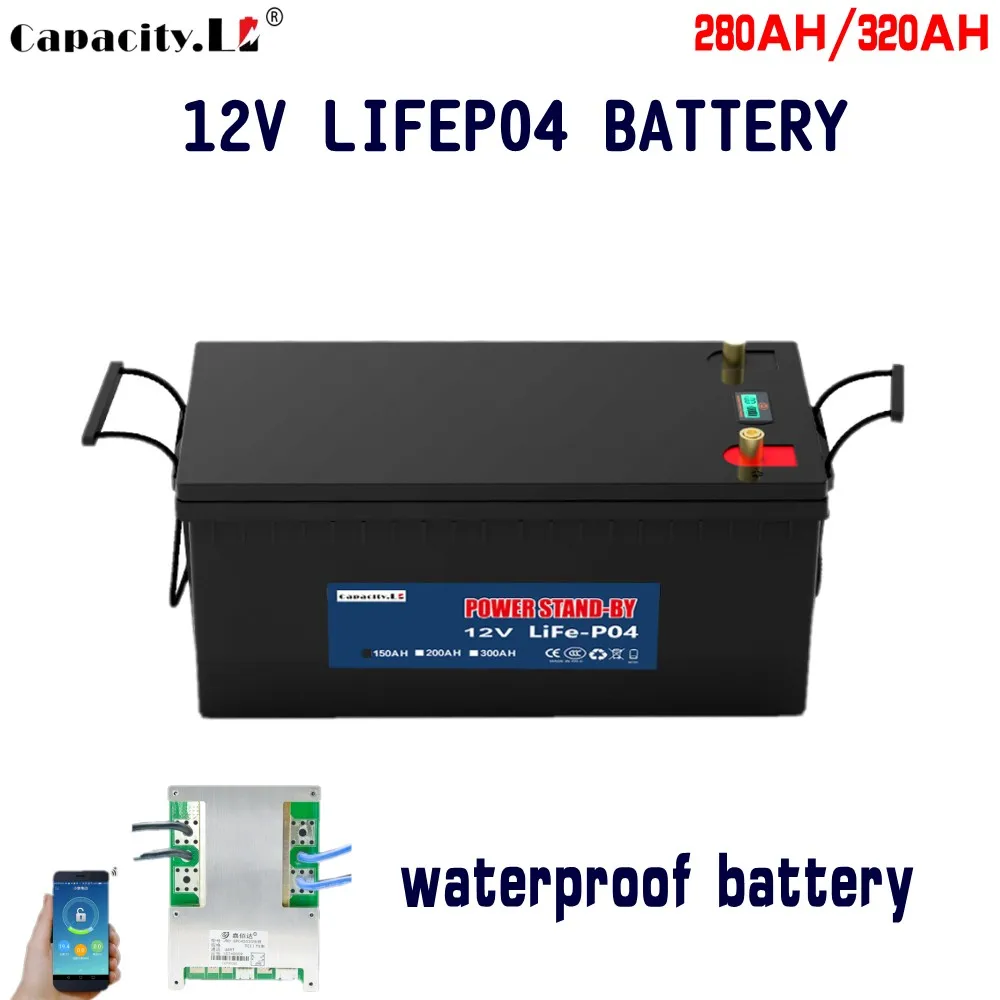 12V 320AH Rechargeable Lithium Iron Phosphate Lifepo4 Battery Pack 280AH  Solar-RV with Bluetooth bms for Motor Outdoor Camping - AliExpress
