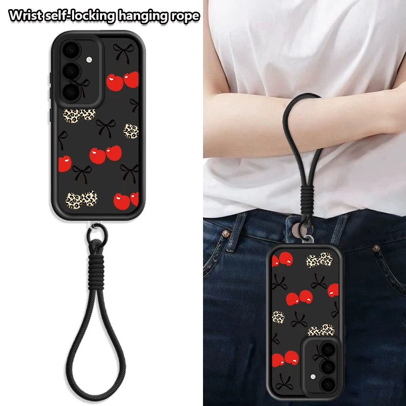 Cherry Pattern Lanyard Phone Case Cover