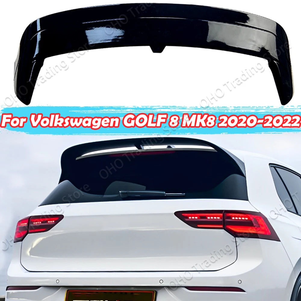 Per Vw Golf Mk8 2020-2021 Cs Style Car Rear Roof Spoiler Splitter Lip Window Wing Per Volkswagen Golf 8 20-21 Carbon/Gloss Black