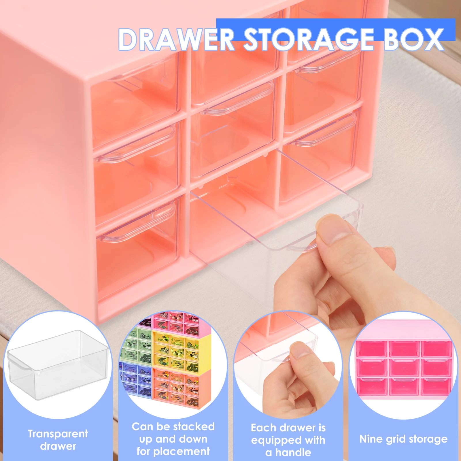 6Pcs Mini Organizer With Detachable Drawer Stackable Small Desk Organizer Desktop Storage Box for DIY Craft, Art Supply, Jewelry