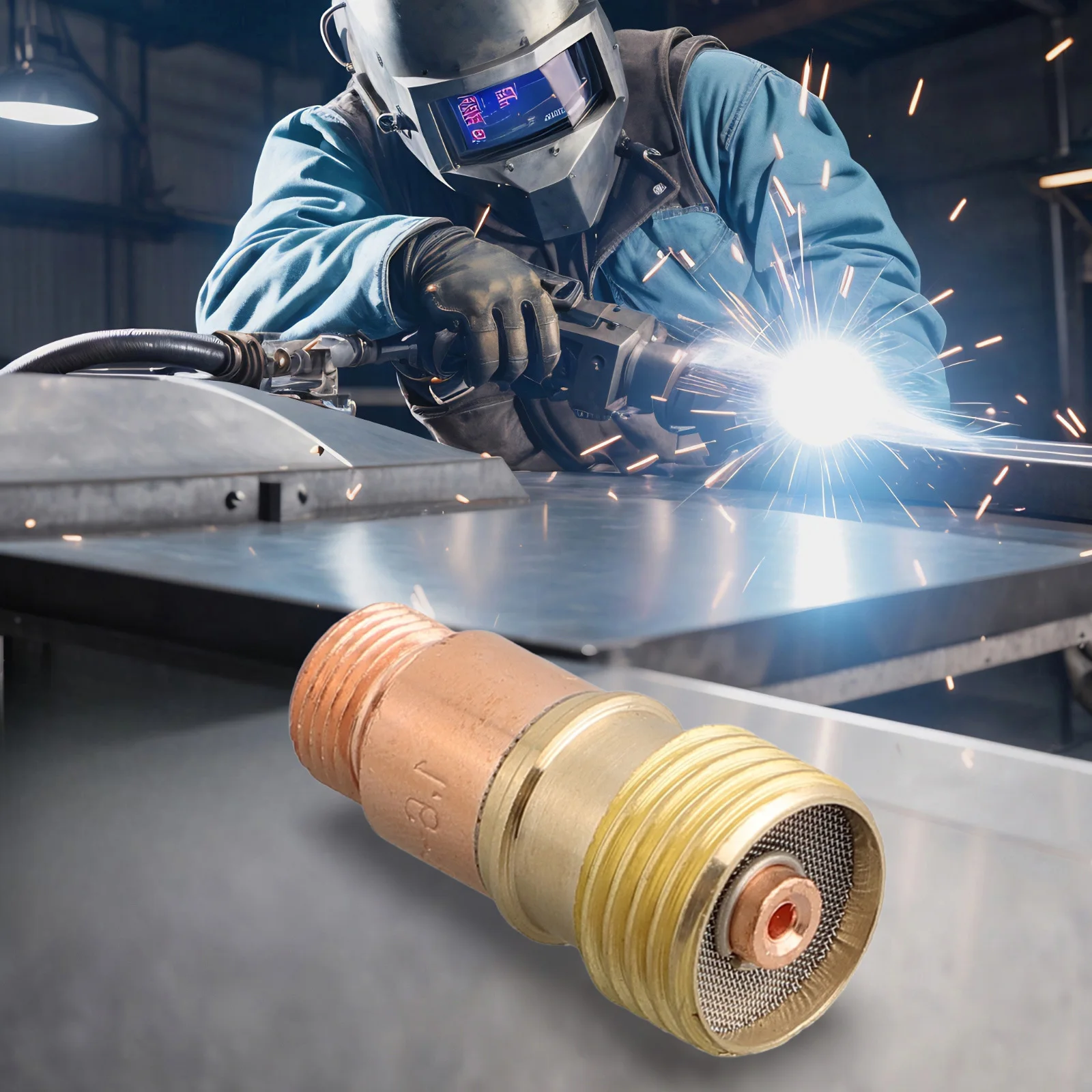 Фото Аксессуары для сварочных работ, аксессуары для сварочных работ, Короткие газовые линзы золотистого цвета, долговечные, практичные, 1 шт. №2